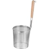 Bestonzon apvalus wok koštuvas kepimo krepšys nerūdijančio plieno medine rankena atsparus karščiui udon makaronams ramen plovimui košimui kepimui 14 cm