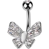 Beyoutifulthings pilvo auskaras aukso sidabro drugelis katės akis baltas cirkonis skaidrus bambos auskaras chirurginis plienas banano formos štanga, ilgis 10 mm