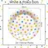 Bfb popierinių lėkščių rinkinys, 24 vnt., 23 cm, popierinės lėkštės, vakarėlių lėkštės, įvairiaspalviai taškeliai vaikų gimtadienio stalo dekoravimui