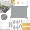 Bigbuy Garden Stačiakampė apsauga nuo saulės, 2 x 3 m, tentas 2 x 3 m, neperšlampamas su kilpomis, neperšlampama drobė su apsaugos nuo saulės tvirtinimo rinkiniu, apsauga nuo Uv spindulių 98%, sodui, terasai, stovyklavimui