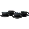 Bitz 4 stoneware kavos puodelių su lėkštute rinkinys 24cl mėlyna žalia šviesiai mėlyna pilka