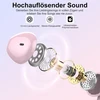 Bluetooth ausinės į ausis, belaidės bluetooth 5.3, itin lengvos ausinės su hd mikrofonu, išskirtinės kokybės muzikos transliacija iki 30 valandų, led ekranas, ip7 atsparumas vandeniui, persikų rožinė