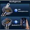 Diktofonas Bluetooth Fm siųstuvas automobiliui, Hi-fi garsas, 2x Usb-c/a greitas įkrovimas