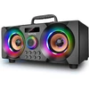 Kompiuterio kolonėlės Bluetooth kolonėlė 60 W (80 W piko galia) nešiojama muzikos dėžutė su žemų dažnių garsiakalbiu, Fm radijas, spalvingos Led lemputės, Eq, 30 metrų veikimo nuotolis, Bluetooth 5.0 belaidė stereo kolonėlė namams, vakarėliams, stovyklavimui