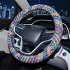 Bohemiško stiliaus vairo dangteliai moterims universalus dydis 38cm automobilio vairo lininis paviršius su guminiu vidumi elastingas neslystantis kvėpuojantis prakaitą sugeriantis