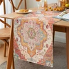 Boho stalo takelis, vintažinis, 33 x 183 cm, oranžinis spalvingas stalo takelis, skalbiamas lininis turkiško stiliaus staltiesė, kaimiško stiliaus dekoracija sodybos valgomojo kambario vakarėliui, šventinis stalo dekoras