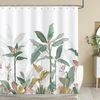 Bonhause dušo užuolaida 180 x 180 cm, atspari pelėsiui, tropinių lapų ir augalų dušo užuolaida, vandeniui atsparus poliesterio audinys, skalbiama vonios užuolaida voniai su 12 kabliukų