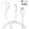 Borofone Indukcinis įkroviklis 2 viename, skirtas Iwatch arba telefonui, baltas, 2,3 m