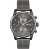 Laikrodis Boss Vyriškas Chronografas 44mm Pilkas Ciferblatas Nerūdijančio Plieno Tinklelio Apyrankė