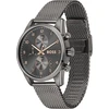 Laikrodis Boss Vyriškas Chronografas 44mm Pilkas Ciferblatas Nerūdijančio Plieno Tinklelio Apyrankė