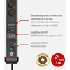 Brennenstuhl Premium Protect-line maitinimo juosta su 8 lizdais ir apsauga nuo viršįtampių 60 000 A (daugialypis lizdas su jungikliu ir 3 m kabeliu, pagaminta Vokietijoje) sidabrinė/juoda