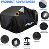 Brezentas keturračiams waterproof neverland quad brezentas atv transporto priemonių keturračio uždangalas apsauginis uždangalas 210d oksfordo audinys su atšvaitinėmis juostelėmis atsparus žiemai dulkėms lietui uv apsauga 256 x 110 x 120 cm