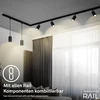 Briloner - Pilnas bėgių sistemos komplektas, 6x Gu10 prožektoriai, pasukami, maitinimas, šviestuvų bėgių sistema, lubinis šviestuvas, prožektorius, 2,25 m, juodas