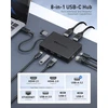 Cable Matters 8-in-1 Usb C šakotuvas su dviem Hdmi prievadais, 140w Pd įkrovimo funkcija, gigabitiniu eternetu, 10g duomenų perdavimu per 3 Usbc ir A, taip pat 1 Usb 2.0