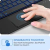 Cacoe dėklas su klaviatūra, skirtas ipad 11 (a16) / 10 kartos (11 colių / 10,9 colio) 2025/2022 su jutikliniu kilimėliu, 7 spalvų apšvietimu, nuimama belaide klaviatūra, tamsiai mėlyna