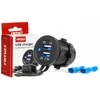 Camelion Mėlynas automobilinis įkroviklis su 2xusb lizdu, atsparus vandeniui, 3.1a, 12v 24v