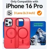 Canshn magnetinis dėklas, skirtas iphone 16 pro, su magsafe [aukščiausia magnetinė adsorbcija] [karinė apsauga] apsauginis dėklas velvet touch matt anti-scratch mobiliojo telefono dėklas iphone 16 pro dėklas, raudonas