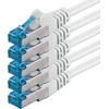 Cat6a tinklo kabelis 0.5m baltas (5 vnt.) Sftp Pimf 10 Gb/s