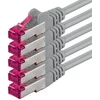 Šakotuvas Cat6a tinklo kabelis 1m, 5 vnt., S-ftp, 10gb/s, pilkas