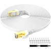 Cat7 tinklo kabelis 15 m ethernet gigabitinis lan kabelis 10 gbps 600 mhz interneto patch kabelis tinklams, komutatoriams, maršrutizatoriams, modemams, pc, baltas