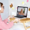 Cerlingwee bambuko stalas nešiojamam kompiuteriui, sulankstomas stalas su stalčiumi, reguliuojamo aukščio, sulankstomas lovos staliukas skaitymui ar pusryčiams, 50 x 30 x 20 cm