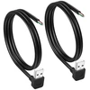 Cerrxian 2 vnt. trumpas 4 kontaktų plikas Usb A Male kabelis, 90 laipsnių 24awg Usb 2.0 Male į pliką kabelį, atviro galo maitinimo ir duomenų pakeitimo remonto ilgintuvas, 0,5 m (up)