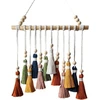 Champracer macrame sienos dekoracija, boho dekoratyvinis macrame gobelenas, spalvotas austas sienos gobelenas su mediniais karoliukais, stilingas gobelenas, kutų girlianda miegamajam, svetainei, vaikų kambariui