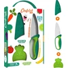 Chefclub vaikiškas peilis vaikams, žalias peilis, vaikiškas peilis su pirštų apsauga, ašmenų apsauga ir ergonomiška rankena, vaikiškas virtuvinis peilis, virtuvės reikmenys vaikams, skirtas mažyliams