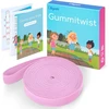 Cikyner gumos šokdynės vaikų rinkinys, elastinga guma 4 m ilgio, 1.5 cm pločio, guminė šokdynė su instrukcijomis, poliesterio latekso elastinė juosta vaikams, šokdynės žaidimai viduje ir lauke, mergaitėms ir berniukams