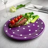 City to Cottage® - keraminė lėkštė 25,5 cm | violetinė ir balta | taškeliai | rankų darbo | didelė vakarienės lėkštė | keraminiai indai