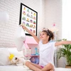 Clean Sports® Abėcėlės ir skaičių Dina1 plakatas vaikams - Abc ir skaičiai nuo 1 iki 20 mokymasis su dviem dideliais 59,4 cm x 84,1 cm plakatais vaikų kambariui - plakatas vaikams su gyvūnais