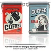 Com-four® 2 x metaliniai indai - kavos skardinė su užrakinamu dangteliu - metalinis indas maistui retro dizaino - dėžutė [pasirinkimas priklauso] (02 vienetai - spalvinga kava)