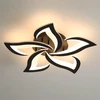 Comely Led lubinis šviestuvas svetainei 60 cm 60 W 6750 Lm Led lempos, modernaus žiedlapio dizaino šviestuvai svetainei, virtuvei, miegamajam, valgomajam, 3000 K šilta balta šviesa, juodas