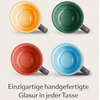 Cosumy espresso puodelių su lėkštutėmis rinkinys, 4 vnt. - 90 ml keramika, dekoratyvinis akmens masės indas su rankų darbo reaktyvine glazūra - ilgai išlaiko šilumą (spalvingas)