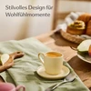 Cosumy spalvoti espresso puodeliai su lėkštutėmis, 6 vnt., pastelinės spalvos – 90 ml – dryžuotas keraminis raštas – galima plauti indaplovėje ir naudoti mikrobangų krosnelėje – modernus mocha puodelių rinkinys