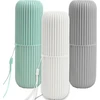 Cozlly 3 dantų šepetėlių dėklų rinkinys kelionėms, dantų šepetėlių puodelis, nešiojamas, plastikinis dantų šepetėlių laikiklis, burnos skalavimo skysčio puodelis, dantų šepetėlių laikymo dėžutė, dantų šepetėlių dėklas kelionėms, stovyklavimui, lauke, balt