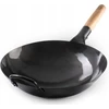 Craft Wok plaktas wok keptuvas, anglinis plienas, 33 cm, medinė ir plieninė rankena, apvalus dugnas