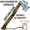Crafttal - Vikingų kirvis 52 Cn. su Raban galvos peiliu 2-in-1 rinkinys, rankomis graviruota ąžuolo medžio rankena, 1095 anglinio plieno ašmenys, Larp kirvukas su odine apsauga, dovana vyrams