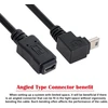 Cy 480mbps mini usb 5 kontaktų kištukas į mini usb 5 kontaktų lizdą prailginimo kabelis 90 laipsnių kampu žemyn 20cm