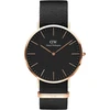 Daniel Wellington Classic Cornwall, juodas/rožinio aukso laikrodis, 40 mm, nato, vyrams