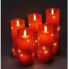 Danip raudona led žvakė su integruotomis girliandomis, 5 led žvakė su 10 mygtukų nuotolinio valdymo pulteliu, 24 valandų laikmačio funkcija, šokanti liepsna, tikras vaškas, maitinama baterijomis.