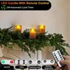 Daphomeu įkraunamos led žvakės su nuotolinio valdymo pulteliu ir laikmačiu, mirgančios elektrinės led žvakės namų dekoravimui, vestuvėms, vakarėliams, Helovinui, Kalėdoms, 3d emuliacinės žvakės, pilkas stiklas, 3 vnt.