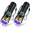 Darkdawn žibintuvėliai uv 395nm šviesos usb įkraunamas ultravioletinis led juodos šviesos žibintuvėlis mini woodsche lempa su priartinimu, detektorius naminių gyvūnų šlapimui, gintarui, urano stiklui, dervos kietinimui, 2 vnt.