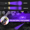 Darkdawn žibintuvėliai uv 395nm šviesos usb įkraunamas ultravioletinis led juodos šviesos žibintuvėlis mini woodsche lempa su priartinimu, detektorius naminių gyvūnų šlapimui, gintarui, urano stiklui, dervos kietinimui, 2 vnt.