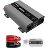Datouboss Inverteris 12 V į 230 V gryno sinuso bangos 2000 W, įtampos keitiklis 12 V 230 V 2000 W su kintamosios srovės lizdu ir 3 A Usb jungtimi namams, kemperiui, sunkvežimiui, saulės energijos inverteris
