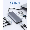 Daugiafunkcinė Usb šakotuvas su trimis ekranais, 12-in-1 Usb C doko stotis su 8k Hdmi, dvigubu Dp, 2 x Usb 3.1 10gbps, Usb 2.0, 100w Pd, Ethernet, Sd/tf kortelių skaitytuvu, skirtas Lenovo/dell/hp