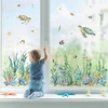 Decalmile lango lipdukas povandeninis pasaulis jūros žolė lango vasaros lipdukai po jūra jūros dumbliai jūros vėžliai lango paveikslėliai žuvų lango lipdukas vonios kambario stiklo lango dekoravimo lipdukas