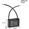 Default Cbb61 Kondensatorius 0.8uf 450v Ac, 2 laidai, 36.5x11x24.5mm