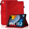 Dėklas, skirtas Ipad 10.2 colių 9/8/7 kartos apsauginiam dėklui (2021/2020/2019), aukščiausios kokybės odinis išmanusis dėklas su automatiniu miego/budėjimo kortelių lizdu, skirtas Ipad Air 3/pro 10.5, raudonas