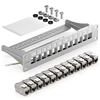 Deleycon 12 prievadų patch panelis, rinkinys, modulinis 1 U 10 colių stovo montavimas + 12x Rj45 keystone modulis Cat6a, suderinamas su Cat5 Cat6 Cat7 Lan tinklo kabelio montavimo kabeliu, pilkas